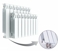 Радиатор биметаллический секционный Rifar Monolit Ventil 350 х 10 секций (подключение нижнее справа)