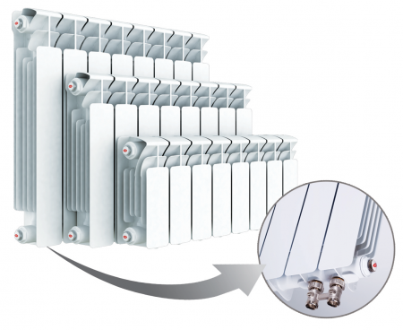 Радиатор биметаллический секционный Rifar Base Ventil 200 х 11 секций (подключение нижнее слева)