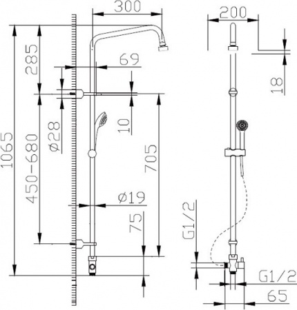 Душевой комплект Bravat Stream F63984C-01B для ванны с душем