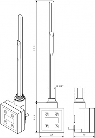 Полотенцесушитель электрический Secado Комано 2 80x50, ТЭН КТХ 4, черный матовый, L