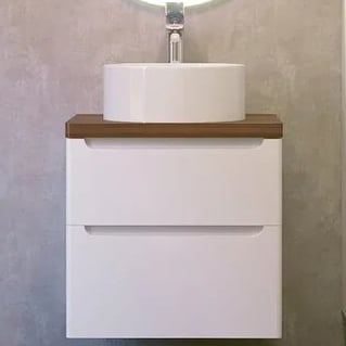 Мебель для ванной Jorno Wood 60, белая, темная столешница