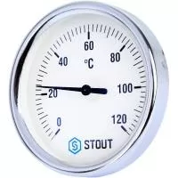 Термометр биметаллический с погружной гильзой Stout (корпус Ø 80 мм, гильза 50 мм, резьба с самоуплотнением)